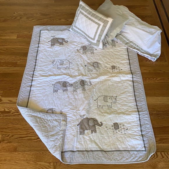 Pottery Barn Kids Other Pottery Barn Kids Grey White Elephant Crib